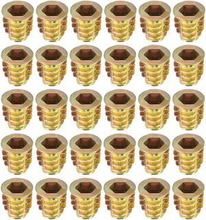 Threaded Insert Nuts Zinc Alloy Hex Socket M8 Internal Threads 15mm Length 30pcs