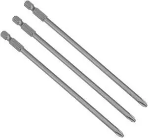 3 Pcs 1/4 Shank 150mm Length 5mm Phillips PH2 Magnetic S2 Screwdriver Bits