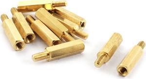 Unique Bargains 10pcs Male 5mm x M3 Female 15mm+5mm Brass Screw Standoff Spacer