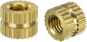Knurled Threaded Insert, M3 x 4mm (L) x 5.4mm (OD) Female Thread Brass Embedment Nuts, Pack of 50