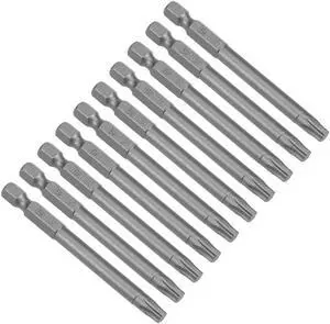10pcs 75mm Long 1/4" Hex Shank T30 Magnetic Torx Head Screwdriver Bits S2 High Alloy Steel