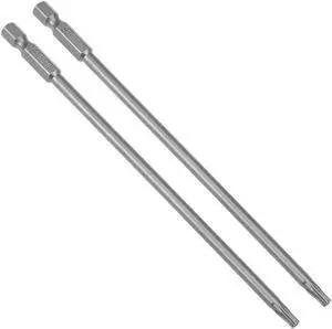 2Pcs 1/4" Hex Shank 150mm Length Magnetic Torx Security Head T20 Screwdriver Bits S2 Alloy Steel