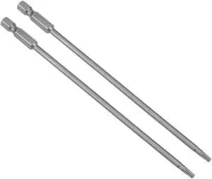 2Pcs 1/4" Hex Shank 150mm Length Magnetic Torx Security Head T15 Screwdriver Bits S2 Alloy Steel