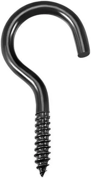 1" Screw Eye Hooks Self Tapping Screws Screw-in Hanger Eye-Shape Ring Hooks Black 16pcs