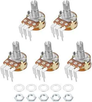 WH148 Potentiometer with Switch 50K Ohm Variable Resistors Single Turn Rotary Carbon Film Taper 5pcs