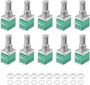 Potentiometer With Switch  B5K Ohm Variable Resistors Single Turn Rotary Carbon Film Taper RV097NS 10pcs