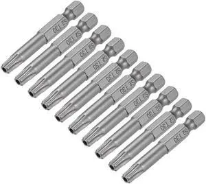 50mm Long 1/4" Hex Shank TS30 Torx Security Star Screwdriver Bits S2 High Alloy Steel 10pcs