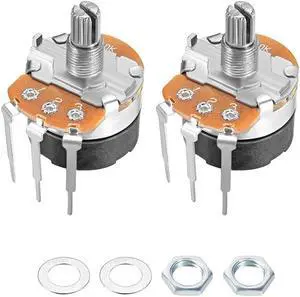 WH138 Potentiometer with Switch B10K Ohm Variable Resistors Single Turn Rotary Carbon Film Taper 2pcs
