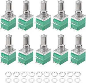 Potentiometer With Switch  B20K Ohm Variable Resistors Single Turn Rotary Carbon Film Taper RV097NS 10pcs