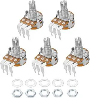 WH148 Potentiometer with Switch 10K Ohm Variable Resistors Single Turn Rotary Carbon Film Taper 5pcs