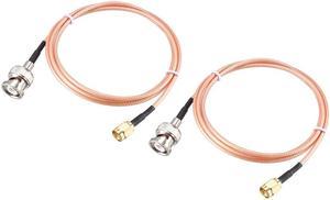 RG316 Coaxial Cable with BNC Male to SMA Male Connectors 50 Ohm 3 ft 2pcs