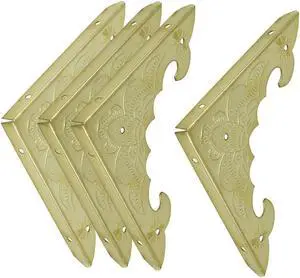 Box Corner Protectors Vintage Gold Tone Triangle Metal Frame Edge Corner Protectors for Furniture Desk Jewelry Box Table Pack of 4