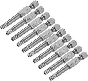 50mm Long 1/4" Hex Shank TS25 Torx Security Star Screwdriver Bits S2 High Alloy Steel 10pcs