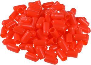 Screw Thread Protectors, 6mm ID Round End Cap Cover Red Flexible Tube Caps Tubing Tip 100pcs