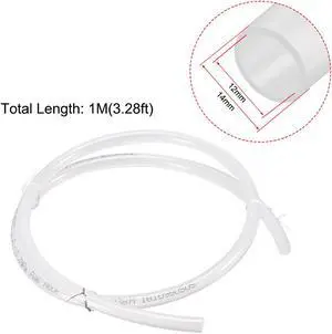Nylon Tubing,12mm ID x 14mm OD,3.28Ft Length,Fuel Line Plastic Tubing,Pneumatic Hose Tube,for Air Brake System Or Fluid Transfer,Translucent