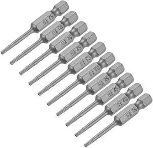 50mm Long 1/4" Hex Shank TS8 Torx Security Star Screwdriver Bits S2 High Alloy Steel 10pcs