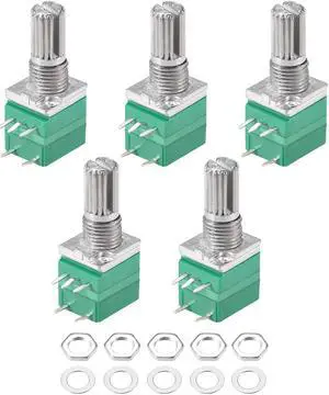 Potentiometer With Switch  B500K Ohm Variable Resistors Single Turn Rotary Carbon Film Taper RV097NS  5pcs