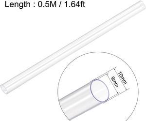 PVC Rigid Round Tubing,Clear,9mm ID x 10mm OD,0.5M/1.64Ft Length