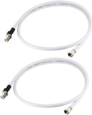 RG6 Coax Cable F Type Male to F Type Female Coaxial Cable 6 Feet 2pcs