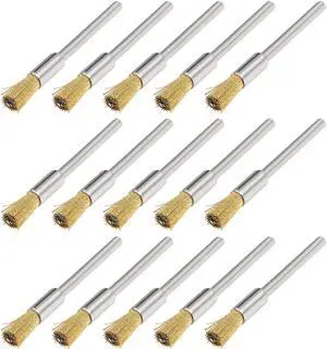 6mm Wire Brush Copper Plated Crimped Steel with 1/8-inch Shank 15 Pcs