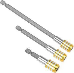 Extension Extend Socket Drill Bit Holder, Magnetic Hex Screwdriver Power Tools ,2.4/ 4/ 6-inch Length,1/4''-Hexagon Drill Yellow 3pcs