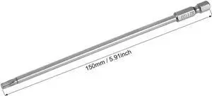 Torx Screwdriver Bits 1/4-Inch Hex Shank 150mm Length T20 Magnetic Security Star Screw Driver S2 Bit