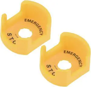 22mm  Push Switch Button Protective Cover With Emergency Stop Warning Circle Yellow 2pcs