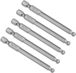 5Pcs Ball End Hex Bits 1/4 Inch Hex Shank 75mm Length Magnetic 5MM Head Screwdriver S2 Screw Driver Bit