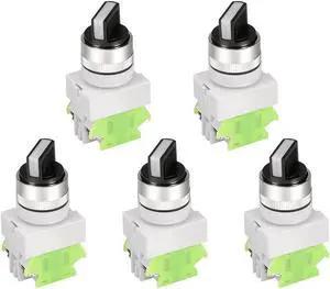 5pcs Latching Lock 3 Positions Rotary Selector Select Switch DPST 10A 22mm Mounting Hole Dia