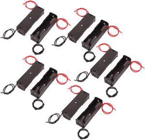 10 Pcs Double Wires Battery Box Open Holder Storage Case Black for 1 x 1.5V AA Batteries