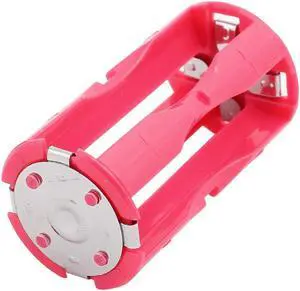 Round Plastic Battery Holder Case Box Rose Red for 4 x 1.5V AAA Battery