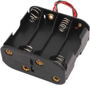 Two Layers 8 x 1.5V AA Batteries Battery Holder Case Box w Wire Leads Black