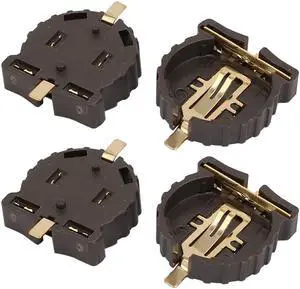 4 Pcs Plastic CR1220 Cell Button Lithium Batteries Socket Holder Brown