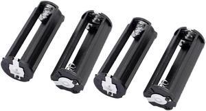 4 Pcs 3 x 1.5V AAA Round Shape Battery Holder Storage Case Box Black