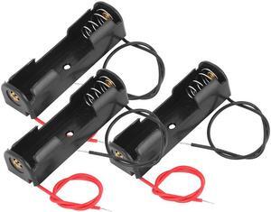 Dual Wires Spring Clip Black Plastic Batteries Case Holder for 1.5V AA Battery 3Pcs