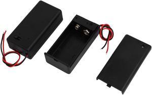 2 Pcs ON/OFF Switch 2 Wires Covered Battery Holder Case for 9V Battery