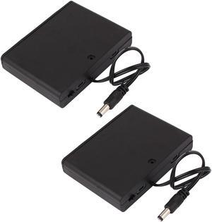 2pcs 9V 6 x AA Battery Switched Holder DC 2.1mm Connector Enclosed Case Box Wire Lead