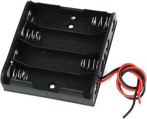 6V Power Supply 4 x AA Battery Holder Screw Mounted Open Storage Case Wire Leads Black