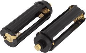 2 Pcs Plastic Cylinder Shaped 3 x 1.5V AAA Battery Clip Holder Box Case Black