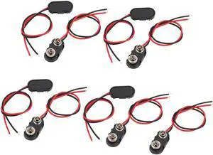 9 Pcs DC9V Battery Clip Faux Leather Shell Buckle Connector Lead Wire