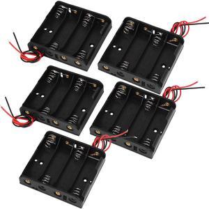 5 Pcs 4 x 1.5V AA Battery Holder ABS Open Case Box Wire Lead 6V Output Connector