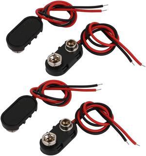 Black Red 150mm Cable Connection 9V Battery Clips Connector Buckle 4 Pcs