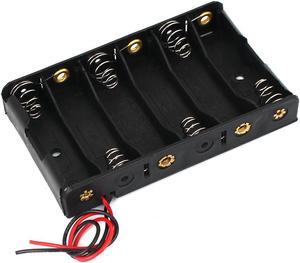 9V Output 6 x AA Battery Open Frame Holder Cell Case Box 150mm Lead Wire Black