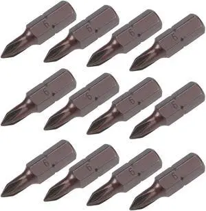 12pcs Phillips Bits 1/4inch Hex Shank 25mm Length Cross PH0 Magnetic Screw Driver S2 Screwdriver Bit