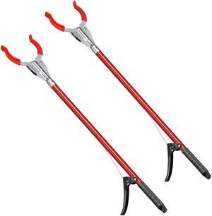 36inch Grabber Reacher Gripper Tool Extender Claw Garbage Picker Iron Red 2Pcs