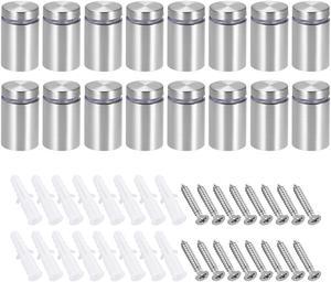 Glass Standoff Mount Stainless Steel Wall Standoff Holder Advertising Nails 19mm Dia 33mm Length with Mounting Accessories , 16 Pcs