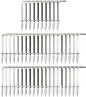 50pcs Cup Square Hooks 1-1/4 Inch Nickel Plating Screw in Hanger Hooks for Home Office Hanging Plants Outdoor Lights Silver Gray