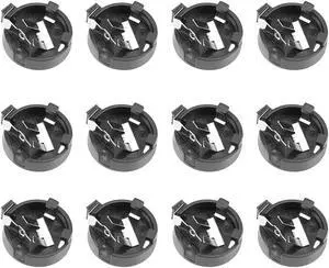 12 Pcs CR1220 CR1225 Horizontal Coin Button Battery Holder Black Container Case
