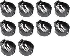 10 Pcs CR2477 Horizontal Coin Button Battery Holder Black Container Case