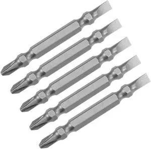 Phillips Bits 5pcs 1/4 Inch Hex Shank 65mm Length Magnetic Slotted Screwdriver 5PH2/SL5 Double Head Screw Driver Bits S2 Alloy Steel